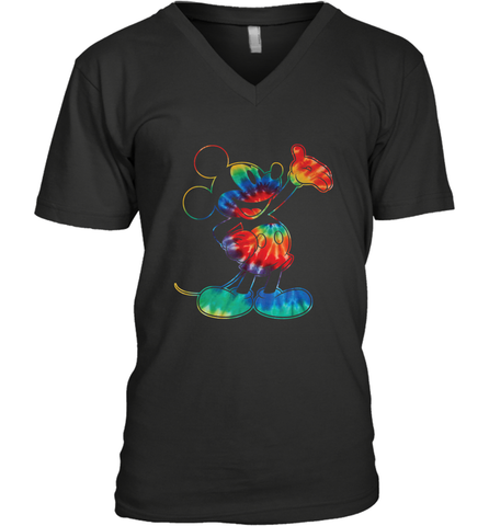 Disney Tie Dye Mickey Mouse Men's V-Neck T-Shirt Men's V-Neck T-Shirt / Black / S Men's V-Neck T-Shirt - HorseTee