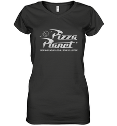 Disney Pixar Toy Story Pizza Planet Distressed Logo Women's V-Neck T-Shirt