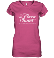 Disney Pixar Toy Story Pizza Planet Distressed Logo Women's V-Neck T-Shirt Women's V-Neck T-Shirt - HorseTee