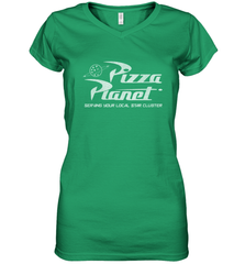 Disney Pixar Toy Story Pizza Planet Distressed Logo Women's V-Neck T-Shirt Women's V-Neck T-Shirt - HorseTee