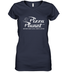 Disney Pixar Toy Story Pizza Planet Distressed Logo Women's V-Neck T-Shirt