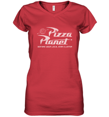Disney Pixar Toy Story Pizza Planet Distressed Logo Women's V-Neck T-Shirt Women's V-Neck T-Shirt - HorseTee