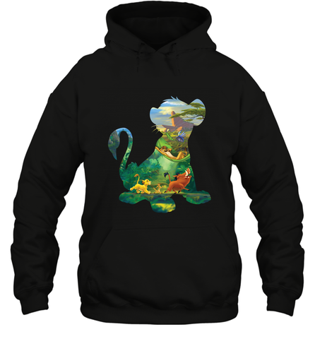 Disney Lion King Simba Silhouette Graphic Hooded Sweatshirt Hooded Sweatshirt / Black / S Hooded Sweatshirt - HorseTee