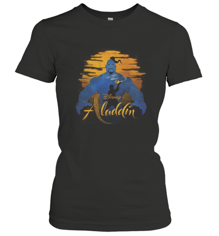 Disney Aladdin Live Action Genie Aladdin Sunset Silhouette Women's T-Shirt Women's T-Shirt / Black / S Women's T-Shirt - HorseTee