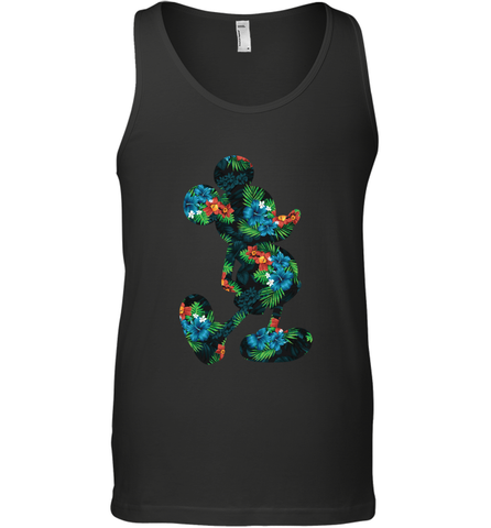 Disney Mickey Mouse Floral Silhouette Men's Tank Top Men's Tank Top / Black / XS Men's Tank Top - HorseTee
