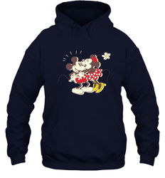 Disney Vintage Mickey Minnie Mouse Kiss  Funny Mickey Mouse Hooded Sweatshirt
