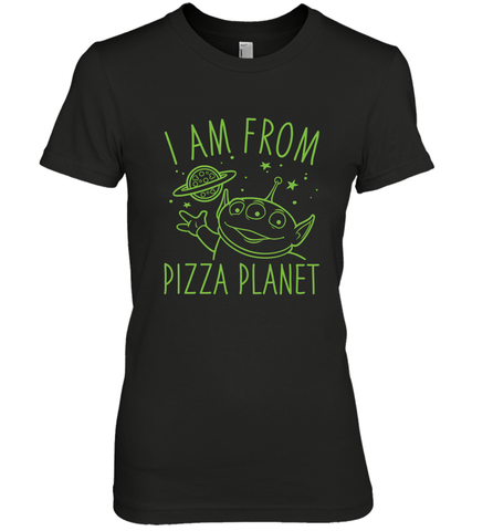 Disney Pixar Toy Story Neon Green Alien Pizza Planet I Am From Pizza Planet Women's Premium T-Shirt Women's Premium T-Shirt / Black / XS Women's Premium T-Shirt - HorseTee
