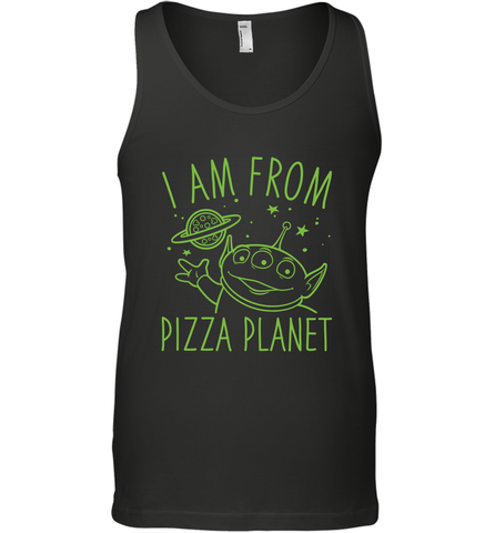 Disney Pixar Toy Story Neon Green Alien Pizza Planet I Am From Pizza Planet Men's Tank Top Men's Tank Top / Black / XS Men's Tank Top - HorseTee