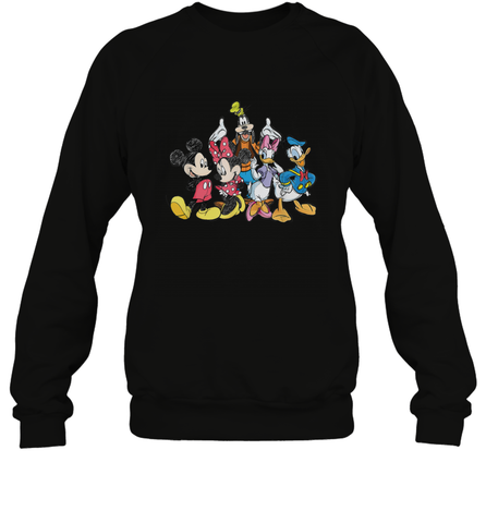 Disney Mickey and Friends Crewneck Sweatshirt Crewneck Sweatshirt / Black / S Crewneck Sweatshirt - HorseTee