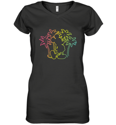 Disney Mickey Mouse Silhouette Palm Trees Women's V-Neck T-Shirt