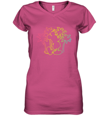 Disney Mickey Mouse Silhouette Palm Trees Women's V-Neck T-Shirt Women's V-Neck T-Shirt - HorseTee