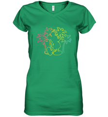 Disney Mickey Mouse Silhouette Palm Trees Women's V-Neck T-Shirt Women's V-Neck T-Shirt - HorseTee