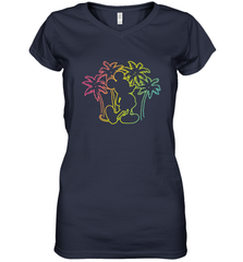Disney Mickey Mouse Silhouette Palm Trees Women's V-Neck T-Shirt Women's V-Neck T-Shirt - HorseTee