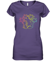 Disney Mickey Mouse Silhouette Palm Trees Women's V-Neck T-Shirt Women's V-Neck T-Shirt - HorseTee