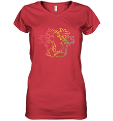 Disney Mickey Mouse Silhouette Palm Trees Women's V-Neck T-Shirt Women's V-Neck T-Shirt - HorseTee