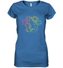 Disney Mickey Mouse Silhouette Palm Trees Women's V-Neck T-Shirt Women's V-Neck T-Shirt - HorseTee