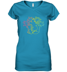 Disney Mickey Mouse Silhouette Palm Trees Women's V-Neck T-Shirt Women's V-Neck T-Shirt - HorseTee