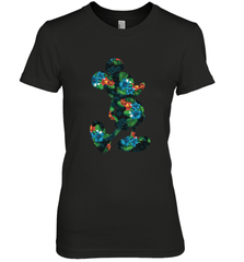 Disney Mickey Mouse Floral Silhouette Women's Premium T-Shirt Women's Premium T-Shirt - HorseTee