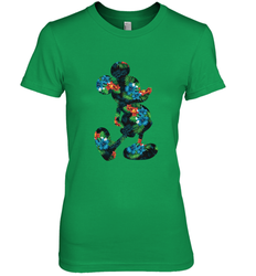 Disney Mickey Mouse Floral Silhouette Women's Premium T-Shirt