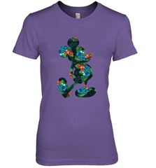 Disney Mickey Mouse Floral Silhouette Women's Premium T-Shirt Women's Premium T-Shirt - HorseTee