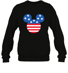 Disney Mickey Mouse Head America Flag Crewneck Sweatshirt