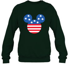 Disney Mickey Mouse Head America Flag Crewneck Sweatshirt Crewneck Sweatshirt - HorseTee