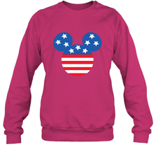 Disney Mickey Mouse Head America Flag Crewneck Sweatshirt Crewneck Sweatshirt - HorseTee