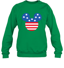 Disney Mickey Mouse Head America Flag Crewneck Sweatshirt Crewneck Sweatshirt - HorseTee