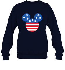 Disney Mickey Mouse Head America Flag Crewneck Sweatshirt Crewneck Sweatshirt - HorseTee