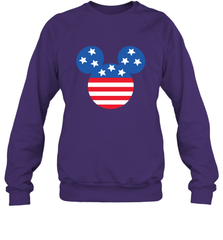 Disney Mickey Mouse Head America Flag Crewneck Sweatshirt Crewneck Sweatshirt - HorseTee