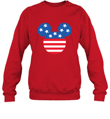 Disney Mickey Mouse Head America Flag Crewneck Sweatshirt Crewneck Sweatshirt - HorseTee