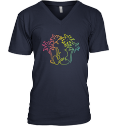 Disney Mickey Mouse Silhouette Palm Trees Men's V-Neck T-Shirt