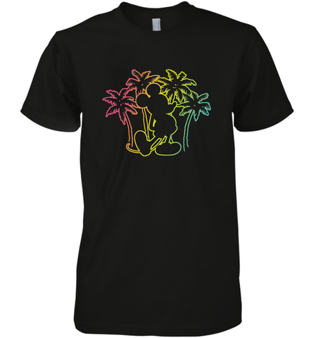 Disney Mickey Mouse Silhouette Palm Trees Men's Premium T-Shirt Men's Premium T-Shirt / Black / XS Men's Premium T-Shirt - HorseTee