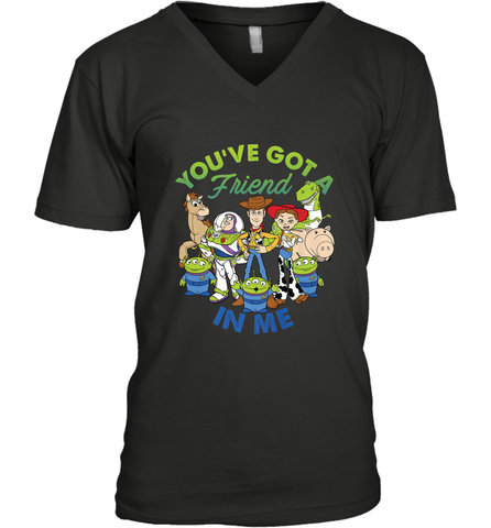 Disney Pixar Toy Story Cartoon You Have Got A Friend In Me Men's V-Neck T-Shirt Men's V-Neck T-Shirt / Black / S Men's V-Neck T-Shirt - HorseTee