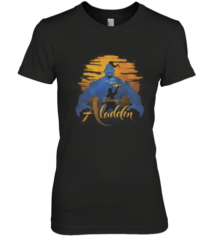 Disney Aladdin Live Action Genie Aladdin Sunset Silhouette Women's Premium T-Shirt Women's Premium T-Shirt / Black / XS Women's Premium T-Shirt - HorseTee