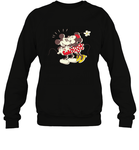Disney Vintage Mickey Minnie Mouse Kiss  Funny Mickey Mouse Crewneck Sweatshirt Crewneck Sweatshirt / Black / S Crewneck Sweatshirt - HorseTee