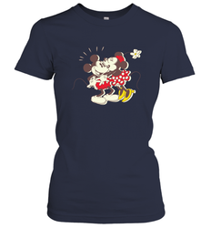 Disney Vintage Mickey Minnie Mouse Kiss  Funny Mickey Mouse Women's T-Shirt