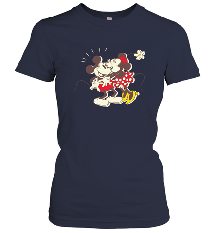 Disney Vintage Mickey Minnie Mouse Kiss  Funny Mickey Mouse Women's T-Shirt