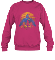 Disney Aladdin Live Action Genie Aladdin Sunset Silhouette Crewneck Sweatshirt Crewneck Sweatshirt - HorseTee