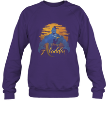 Disney Aladdin Live Action Genie Aladdin Sunset Silhouette Crewneck Sweatshirt Crewneck Sweatshirt - HorseTee