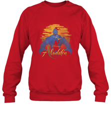 Disney Aladdin Live Action Genie Aladdin Sunset Silhouette Crewneck Sweatshirt Crewneck Sweatshirt - HorseTee