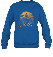 Disney Aladdin Live Action Genie Aladdin Sunset Silhouette Crewneck Sweatshirt Crewneck Sweatshirt - HorseTee