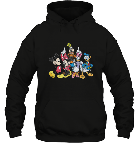 Disney Mickey and Friends Hooded Sweatshirt Hooded Sweatshirt / Black / S Hooded Sweatshirt - HorseTee