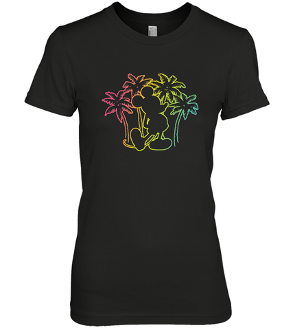 Disney Mickey Mouse Silhouette Palm Trees Women's Premium T-Shirt Women's Premium T-Shirt / Black / XS Women's Premium T-Shirt - HorseTee