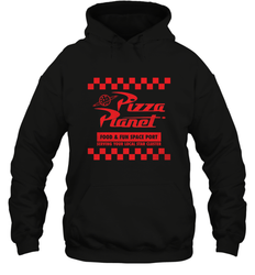 Disney Pixar Toy Story Pizza Planet Checkered Logo Hooded Sweatshirt