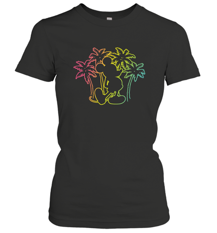 Disney Mickey Mouse Silhouette Palm Trees Women's T-Shirt Women's T-Shirt / Black / S Women's T-Shirt - HorseTee