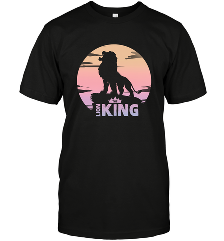 Disney Lion King Simba Crown Logo Gradient Sunset Silhouette Men's T-Shirt Men's T-Shirt / Black / S Men's T-Shirt - HorseTee