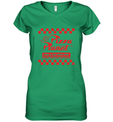 Disney Pixar Toy Story Pizza Planet Checkered Logo Women's V-Neck T-Shirt Women's V-Neck T-Shirt - HorseTee
