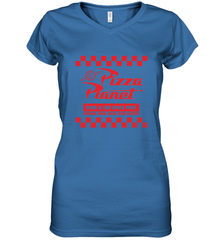 Disney Pixar Toy Story Pizza Planet Checkered Logo Women's V-Neck T-Shirt Women's V-Neck T-Shirt - HorseTee