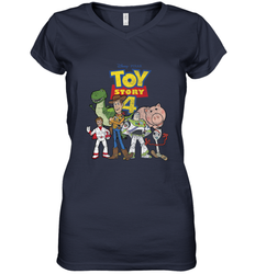 Disney Pixar Toy Story 4 Main Cast Movie Logo Poster Women's V-Neck T-Shirt